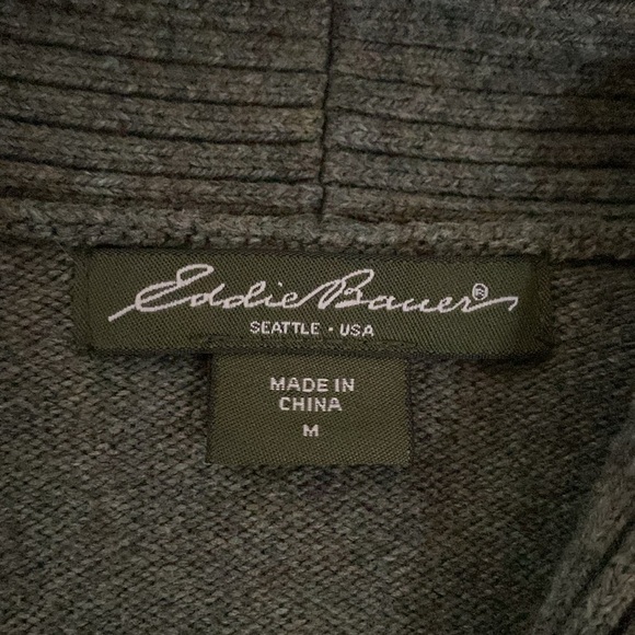 Eddie Bauer Shawl Collar Sweater Womens M Wool blend olive green warm cozy - Picture 7 of 10